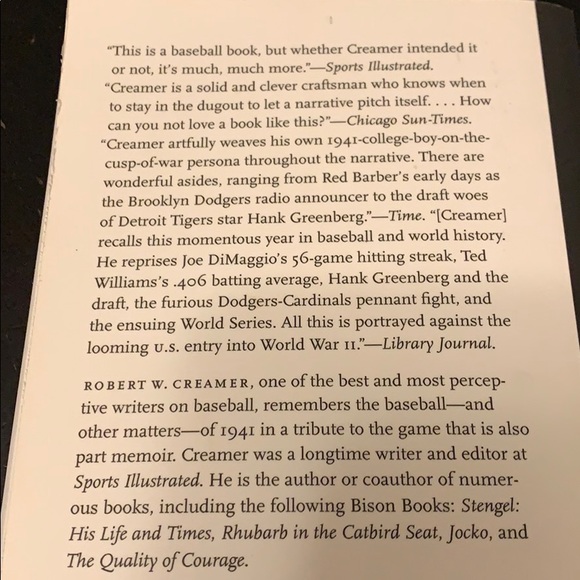 Paperback /Baseball and Other Matters In 1941 - Picture 2 of 5